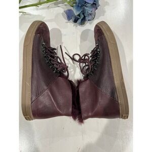 BCBG MAXAZRIA Deniz Burgundy fur cuff lace up‎ high top sneakers